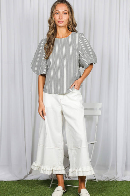 V-Back 2 Bow Accent Feminine Plaid Blouse Top