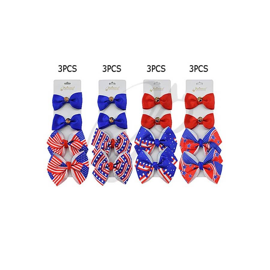 Love and Repeat - American Flag Bow Hair Clip Set