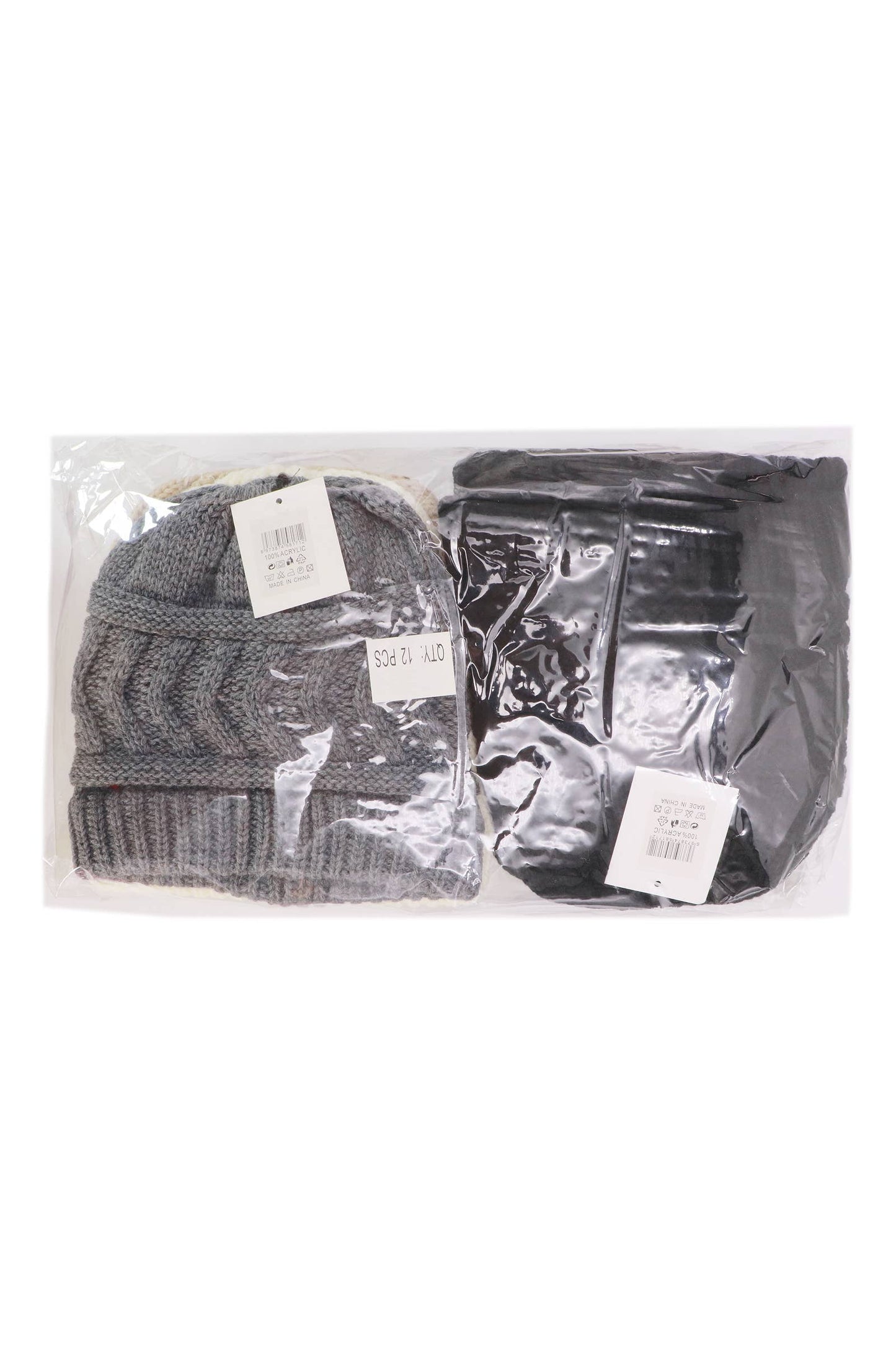 Cap Zone - Classic Ponytail Chevron Cable Knitted Beanie