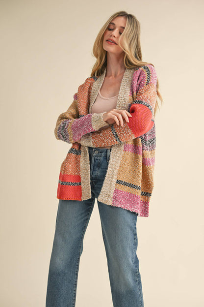 &MERCI - OVERSIZED COLOR BLOCK CARDIGAN MSW10038