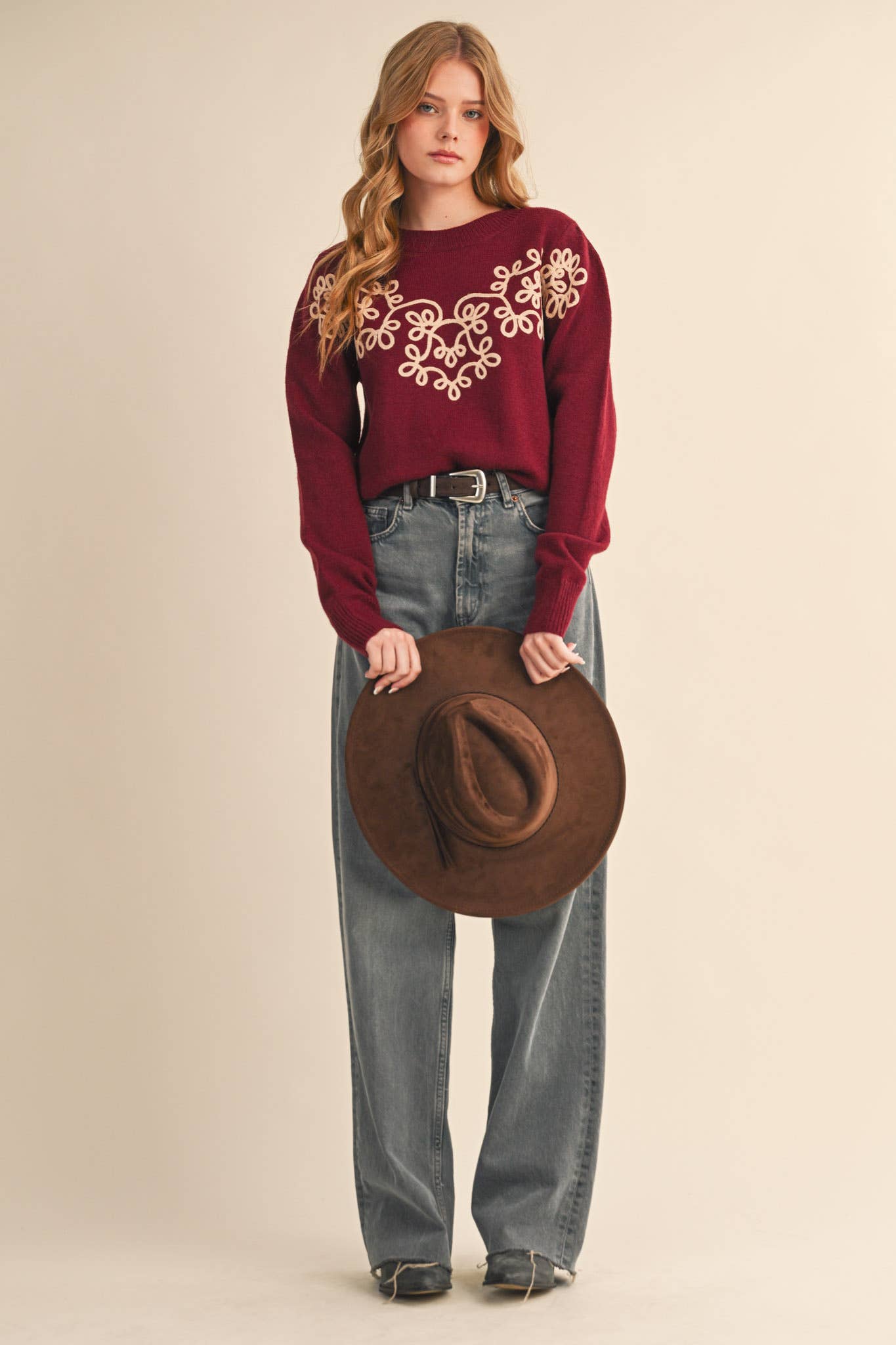 &MERCI - FLORAL KNIT DESIGN PULLOVER SWEATER MSW11201