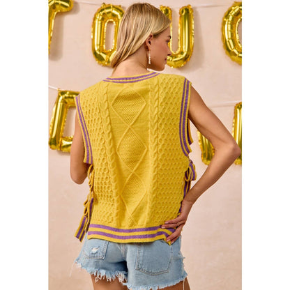 Textured knit side tie sweater top