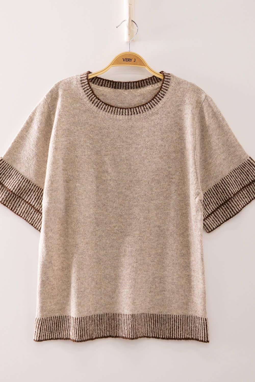 Soft Touch Contrast Rib Knit Top