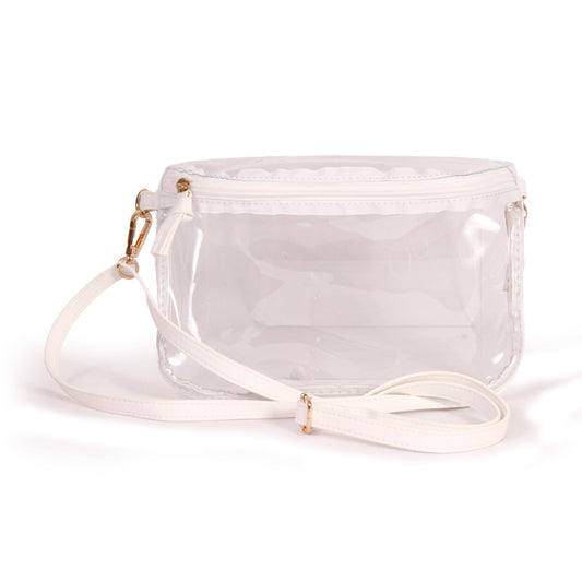 White Trimmed Clear Sling Purse