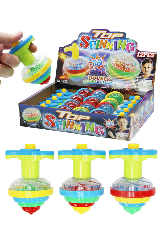 Cap Zone - Rainbow Led Light-up Spinning Top - 12 Pcs