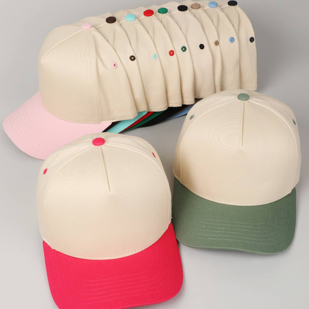 Fashion City - Plain Two-Tone Canvas Cotton Trucker Hat