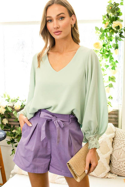 High-Rise Waist Tie Shorts