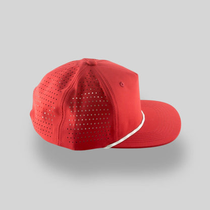 Blank Rope Hats - Perforated Structured Red / Silver-White Rope