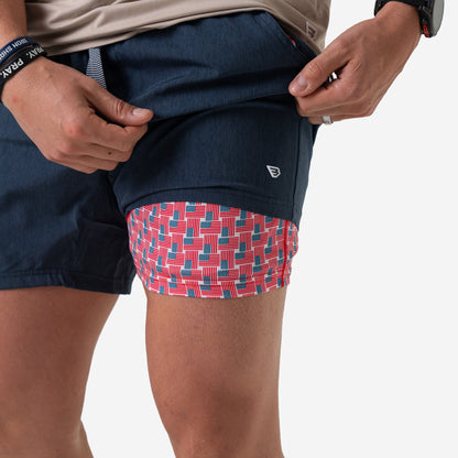 Burlebo HEATHER NAVY AMERICAN FLAG LINER shorts