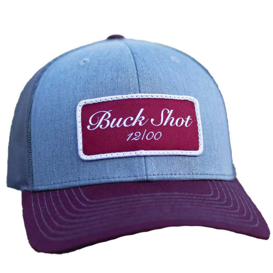 Heathered Grey/Maroon Buck Shot Apparel Buck Shot Select Twill Patch Hat, {{Size}{{Sku}}